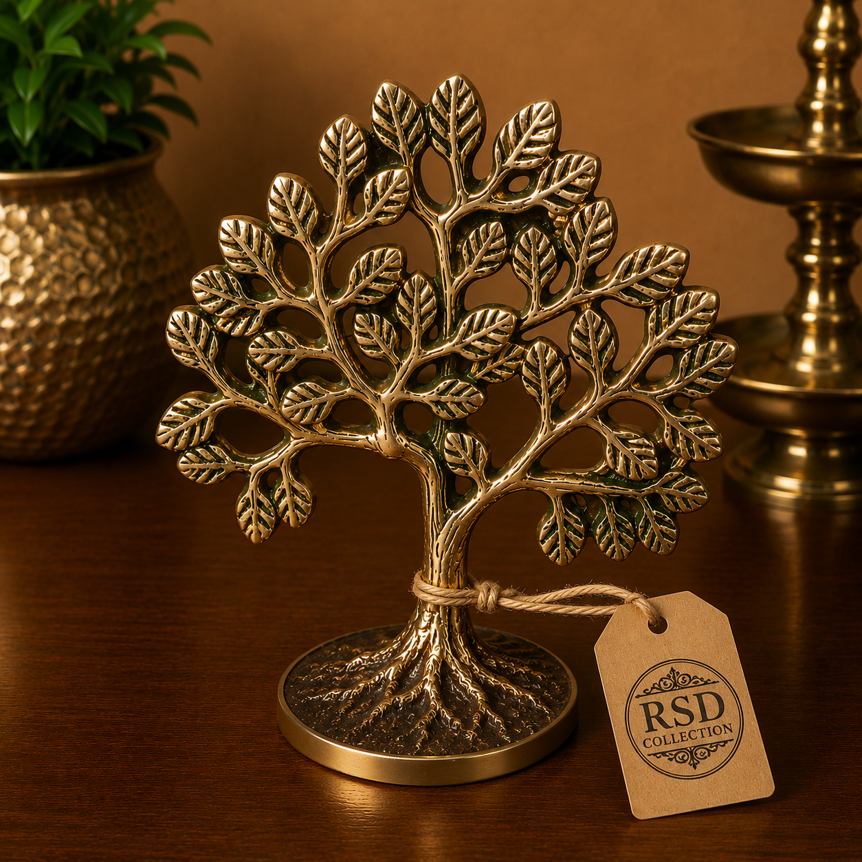 6 Inch Green Tree Statue brass statue & idol for Indian home decor