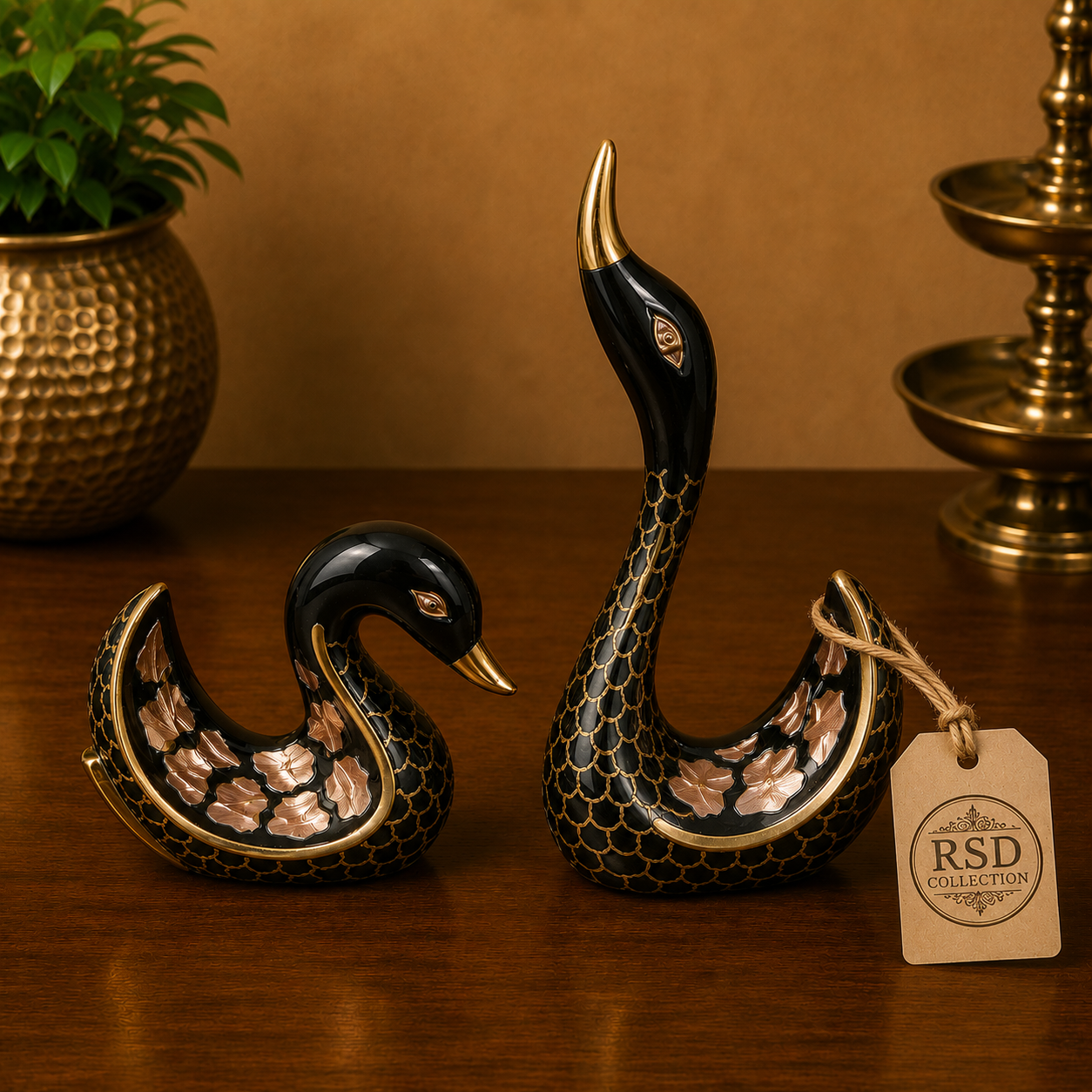 7 Inch Duck Set brass statue & idol for Indian home decor