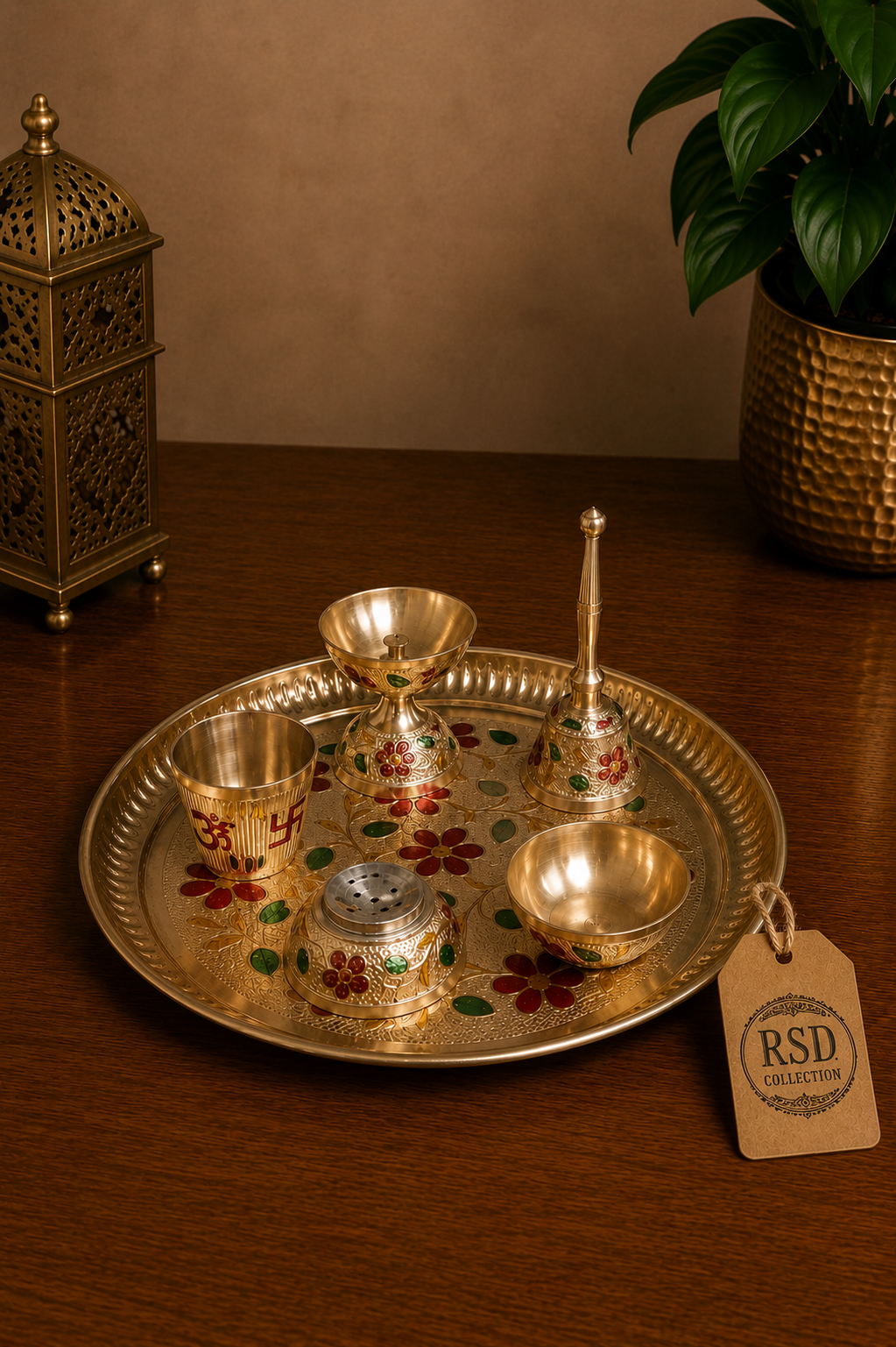 8 Inch Pooja Thali tray, plate & thali for Indian home decor