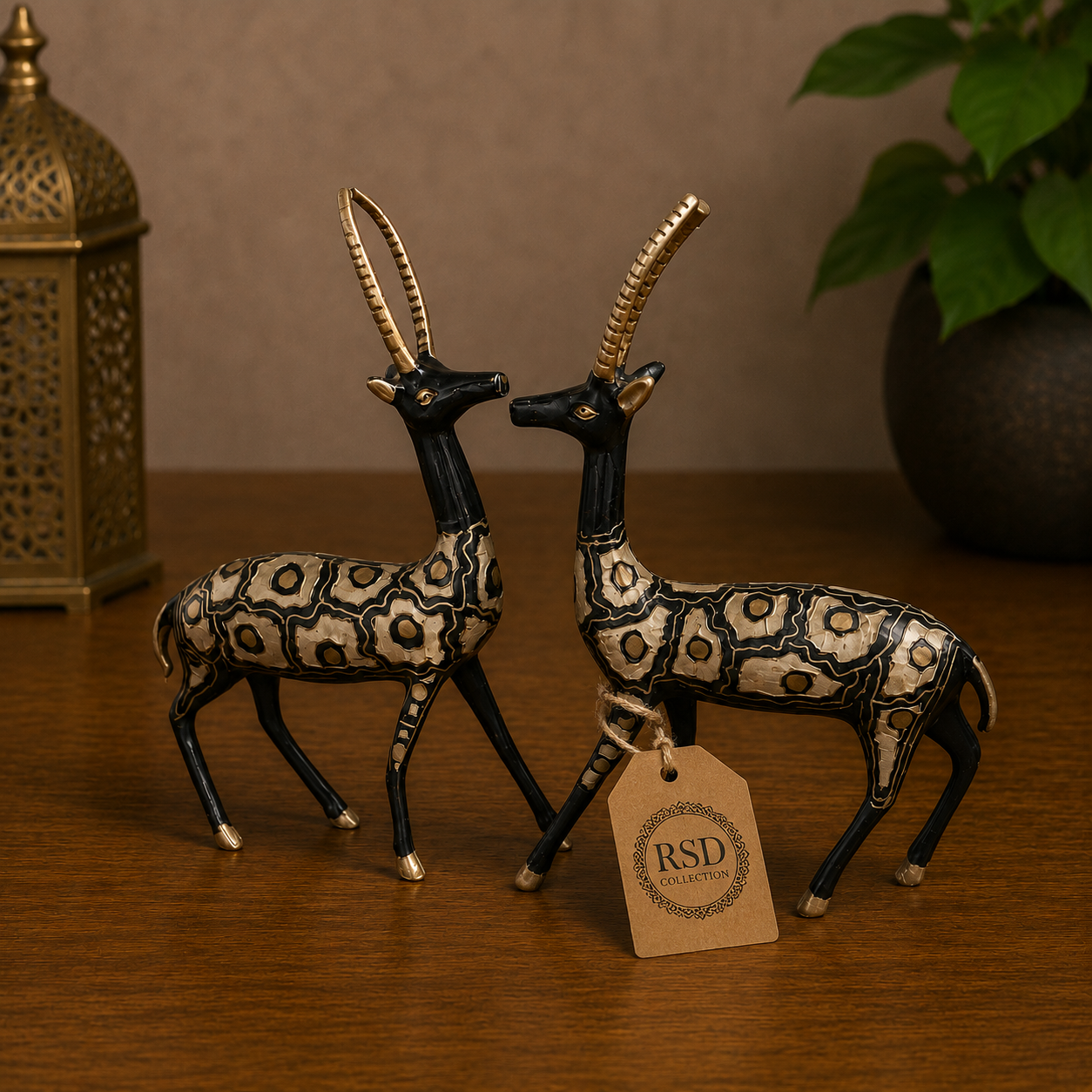 Double Deer Statue brass statue & idol for Indian home decor