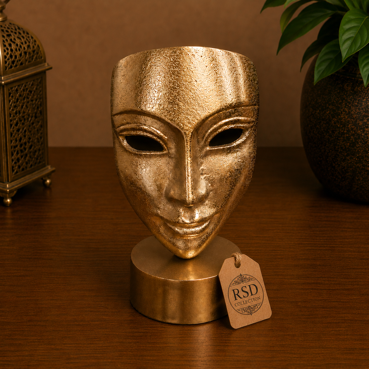 Golden Face Mask Statue brass statue & idol for Indian home decor