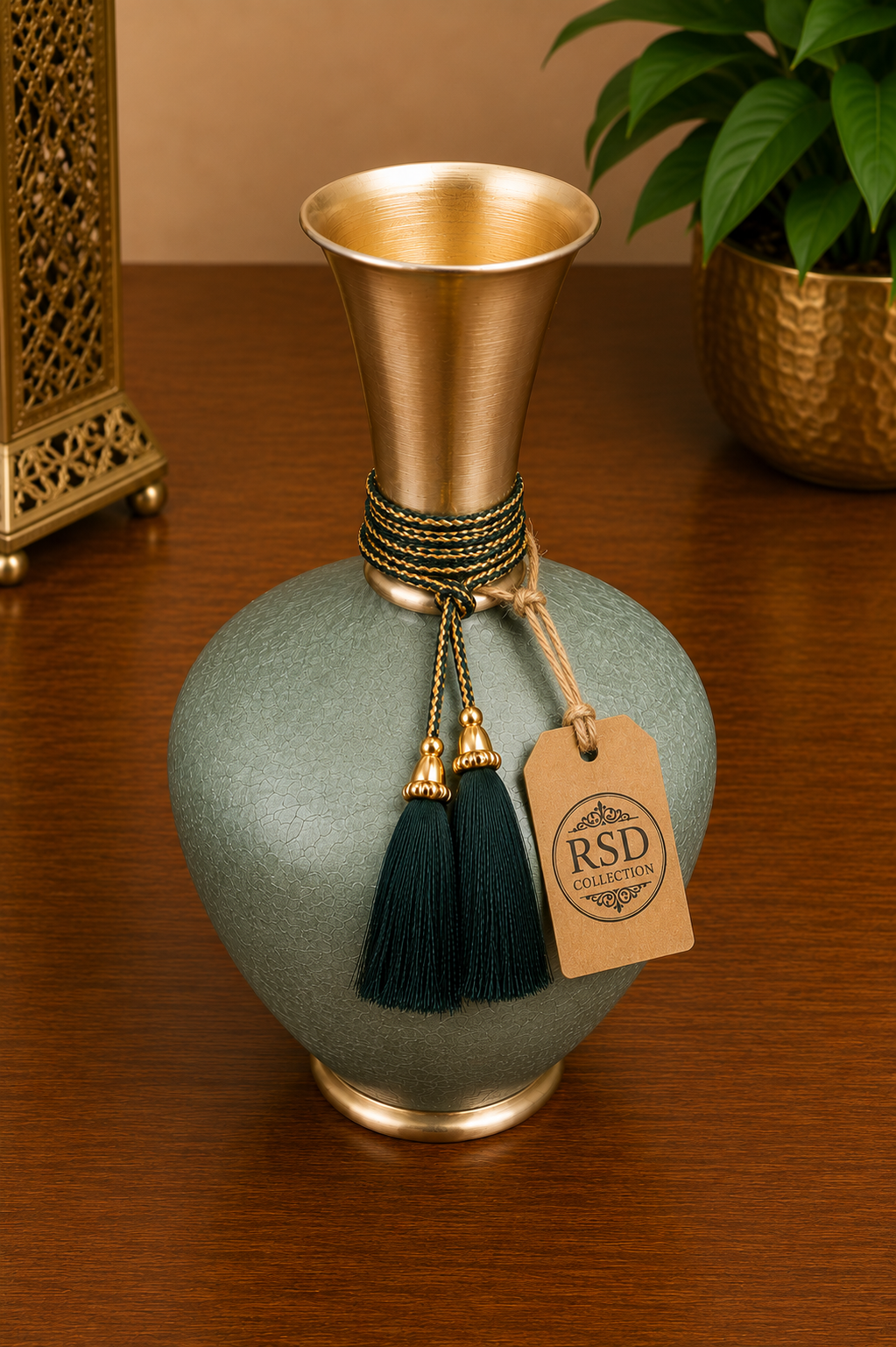 Green Vase decorative vase for Indian home decor