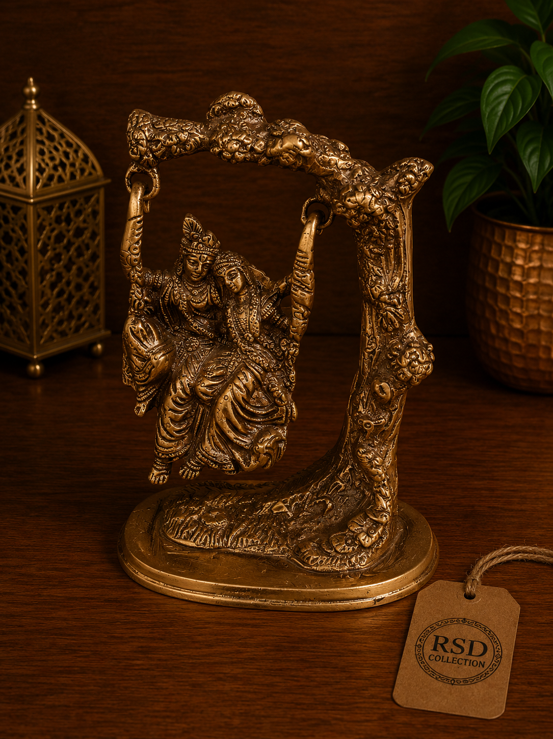 Radha Krishna On Jhula Statue brass statue & idol for Indian home decor