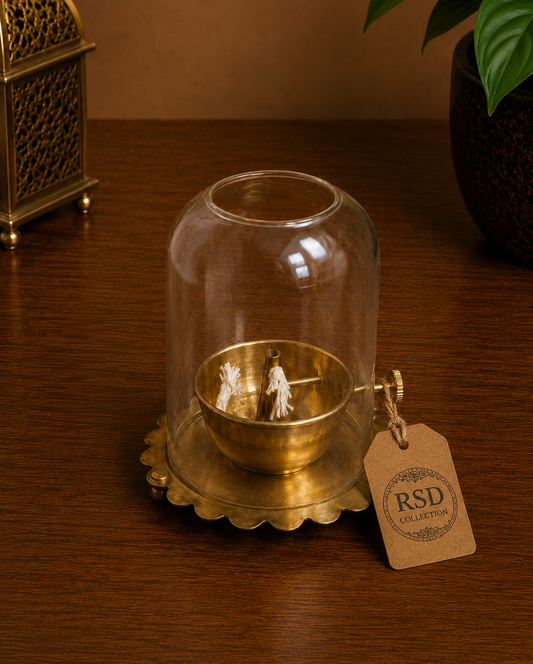 6 Inch Glass Diya diya & lamp for Indian home decor
