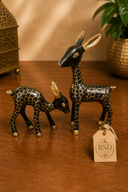 7 Inch Deer Set brass statue & idol for Indian home decor