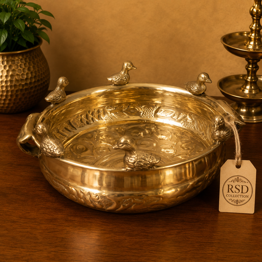 8 Inch Bird Urli brass urli for Indian home decor
