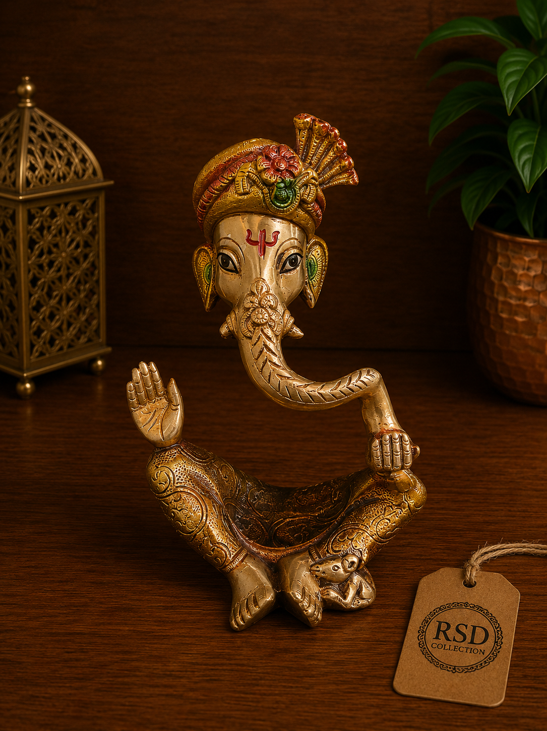 Abstract Seated Ganesh Statue brass statue & idol for Indian home decor