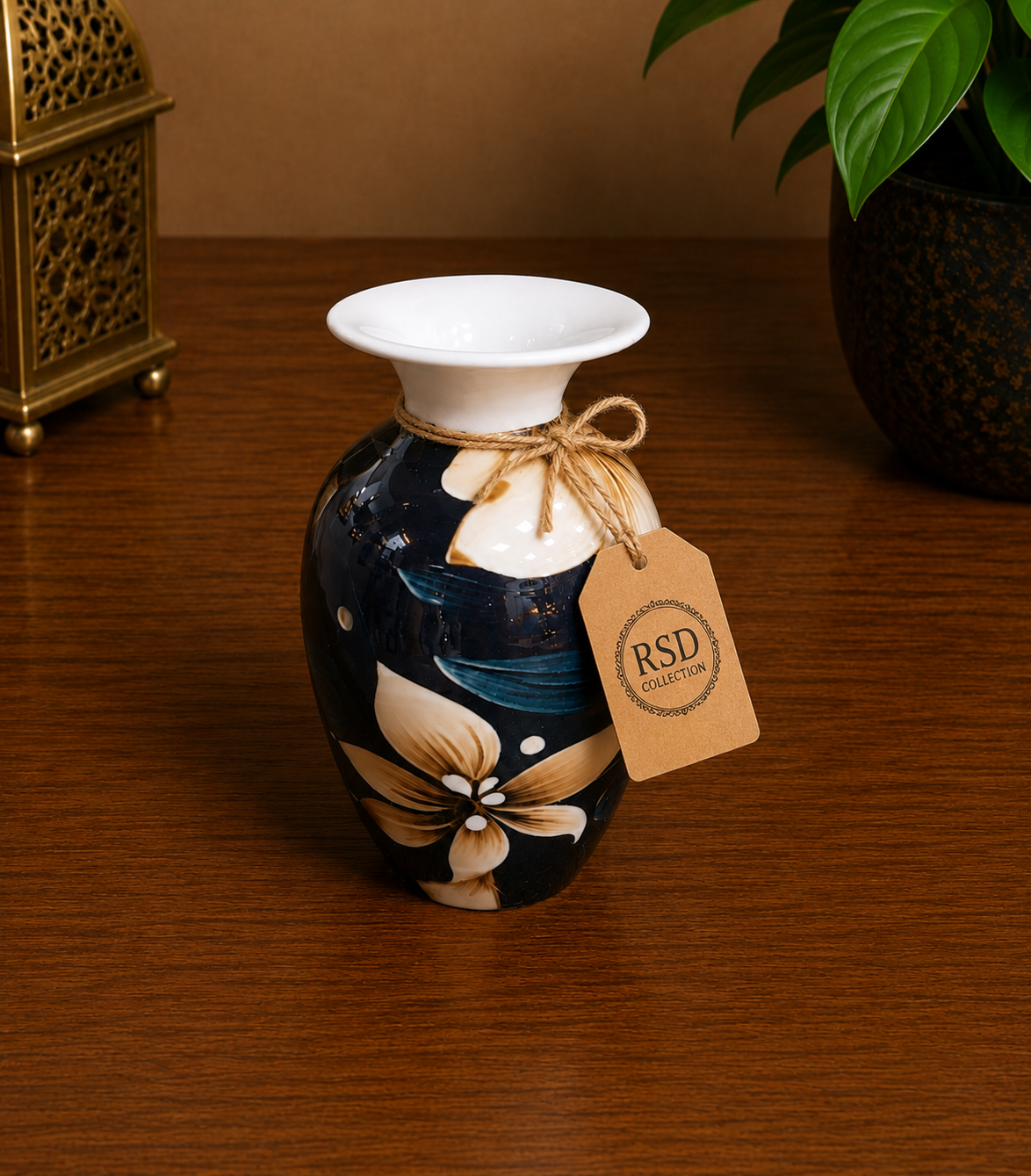 Black Floral Vase decorative vase for Indian home decor