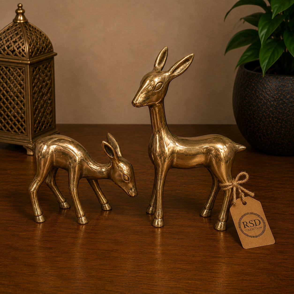 Deer Set Of 2 brass statue & idol for Indian home decor