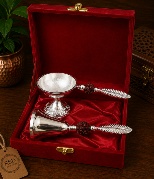Diya And Bell Set diya & lamp for Indian home decor