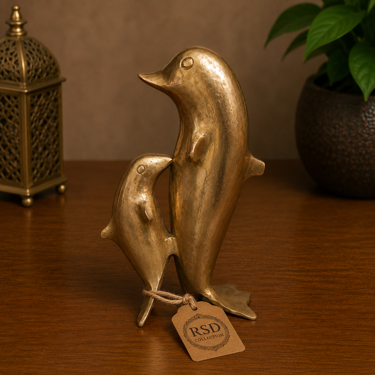 Dolphin Pair Statue brass statue & idol for Indian home decor