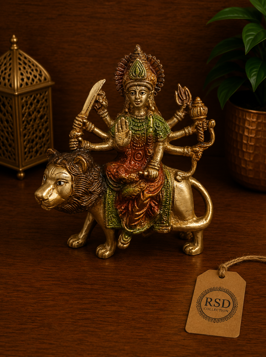 Durga On Lion Statue 1 brass statue & idol for Indian home decor
