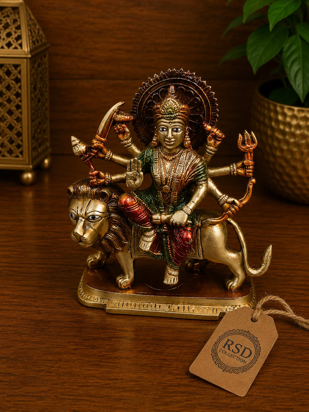 Durga On Lion Statue 2 brass statue & idol for Indian home decor