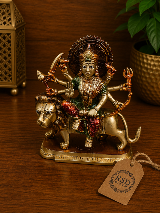 Durga On Lion Statue 2 brass statue & idol for Indian home decor