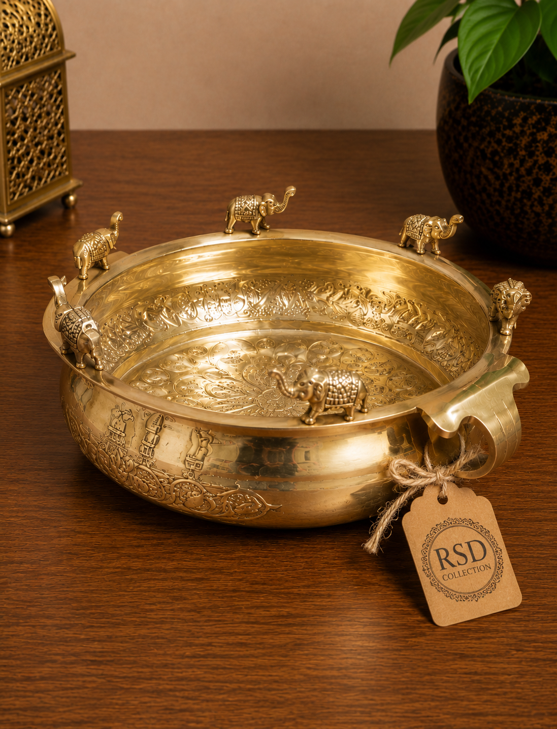 Elephant Urli brass urli for Indian home decor