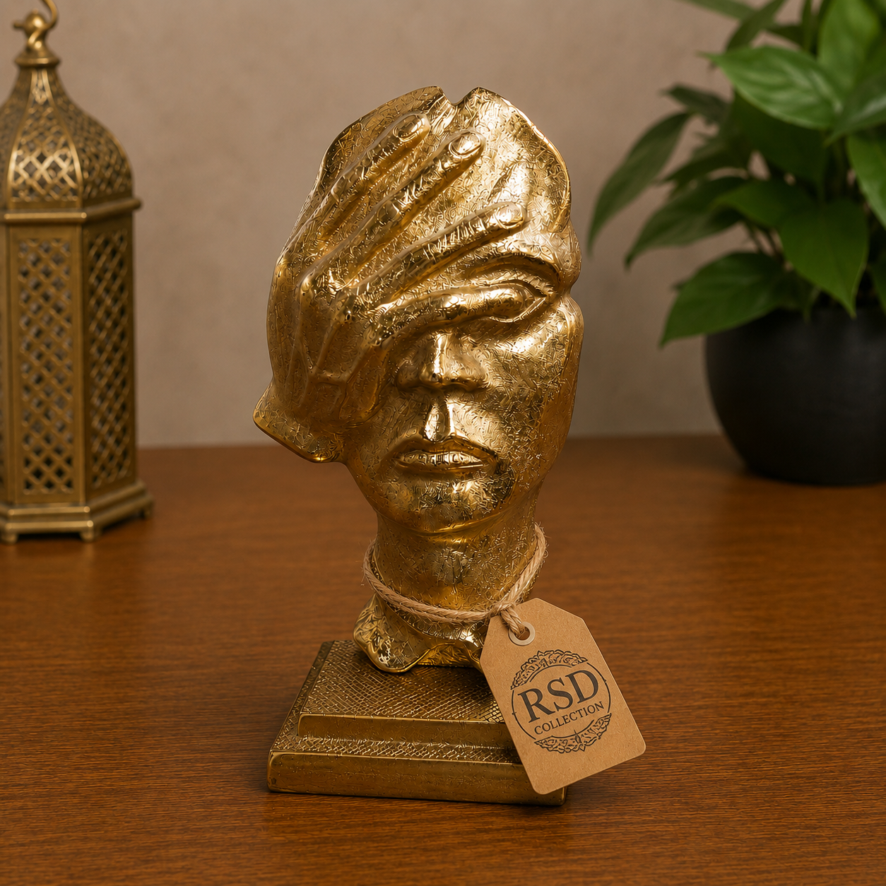 Face With Hand Mask Statue brass statue & idol for Indian home decor