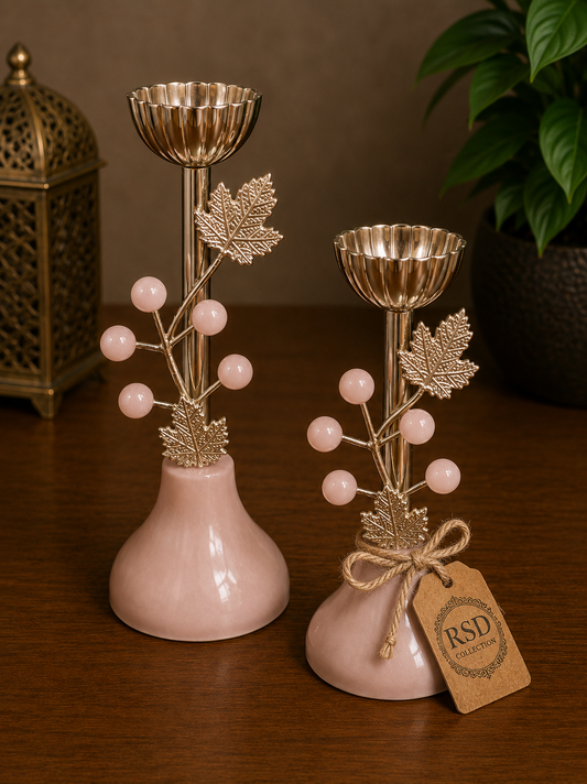 Pink Candle Stand Pair home decor for Indian home decor