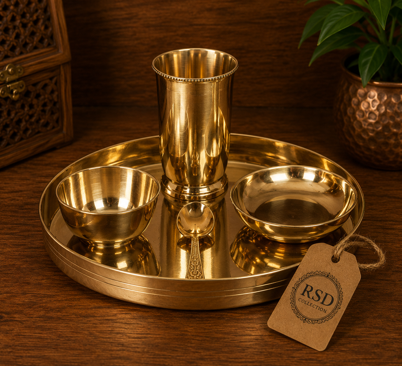 Plain Pooja Thali Set tray, plate & thali for Indian home decor