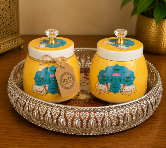 Printed Bowl Set Of 2 bowl & basket for Indian home decor