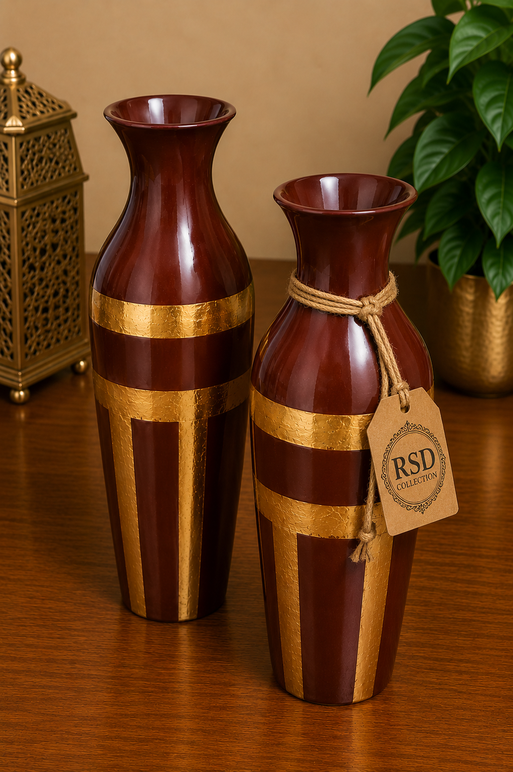 Red Vase Pair decorative vase for Indian home decor