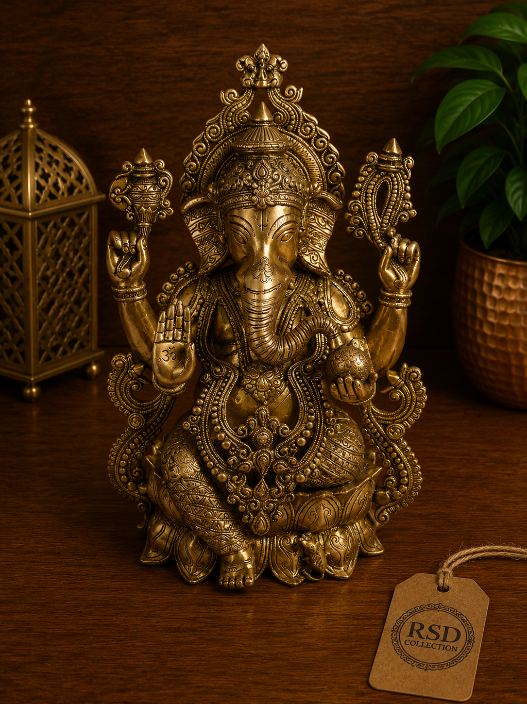 Seated Ganesh Statue brass statue & idol for Indian home decor