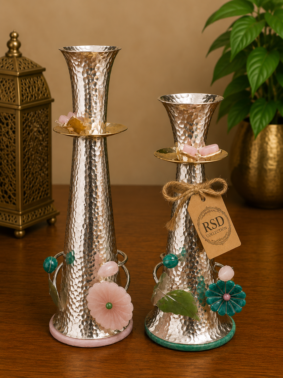 Silver Vase Pair decorative vase for Indian home decor