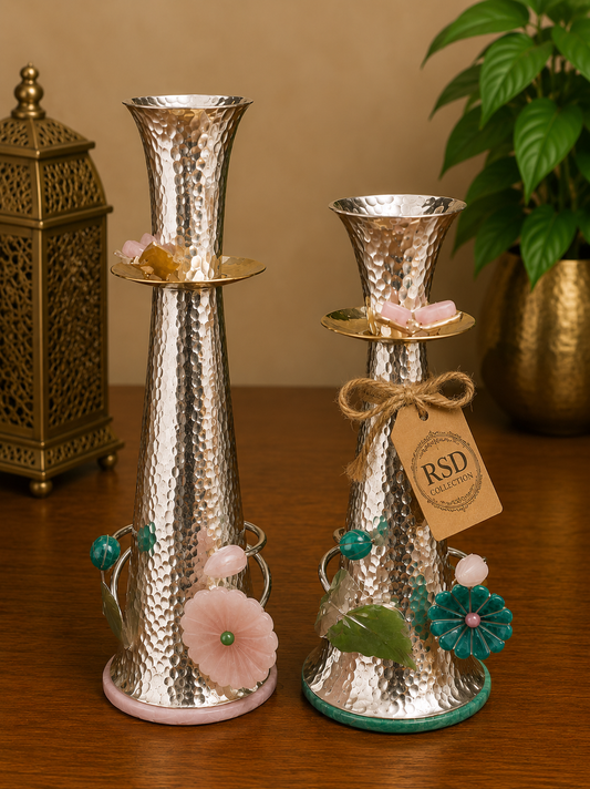 Silver Vase Pair decorative vase for Indian home decor
