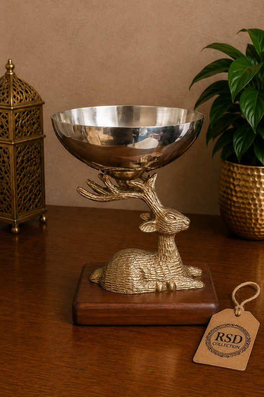 Single Deer Bowl brass statue & idol for Indian home decor