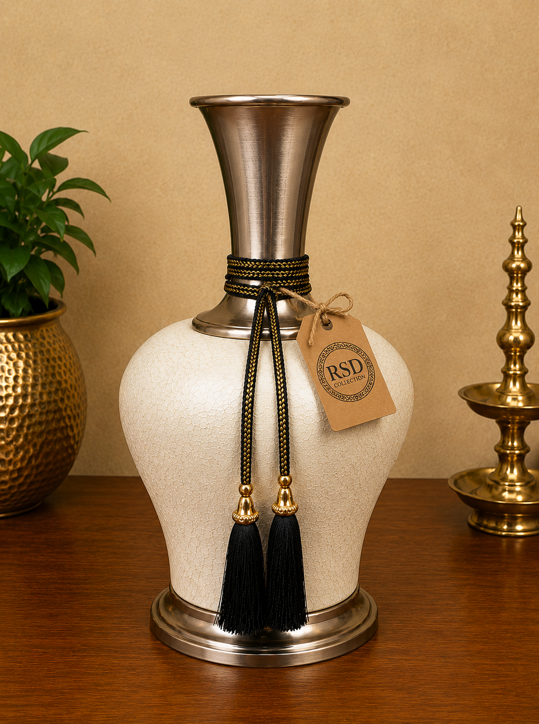 Single White Vase decorative vase for Indian home decor
