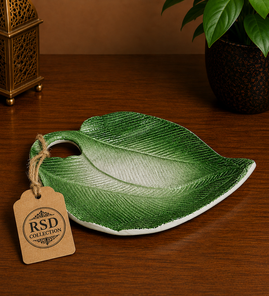 Small Green Leaf Tray tray, plate & thali for Indian home decor