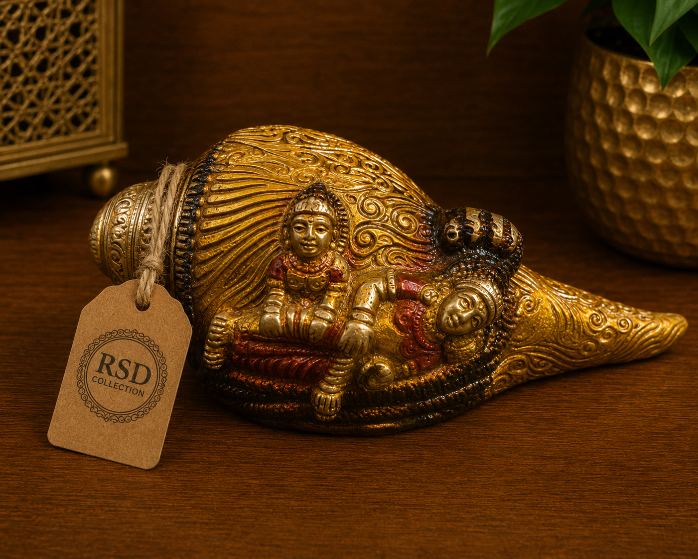 Vishnu Lakshmi Shankh puja accessory for Indian home decor