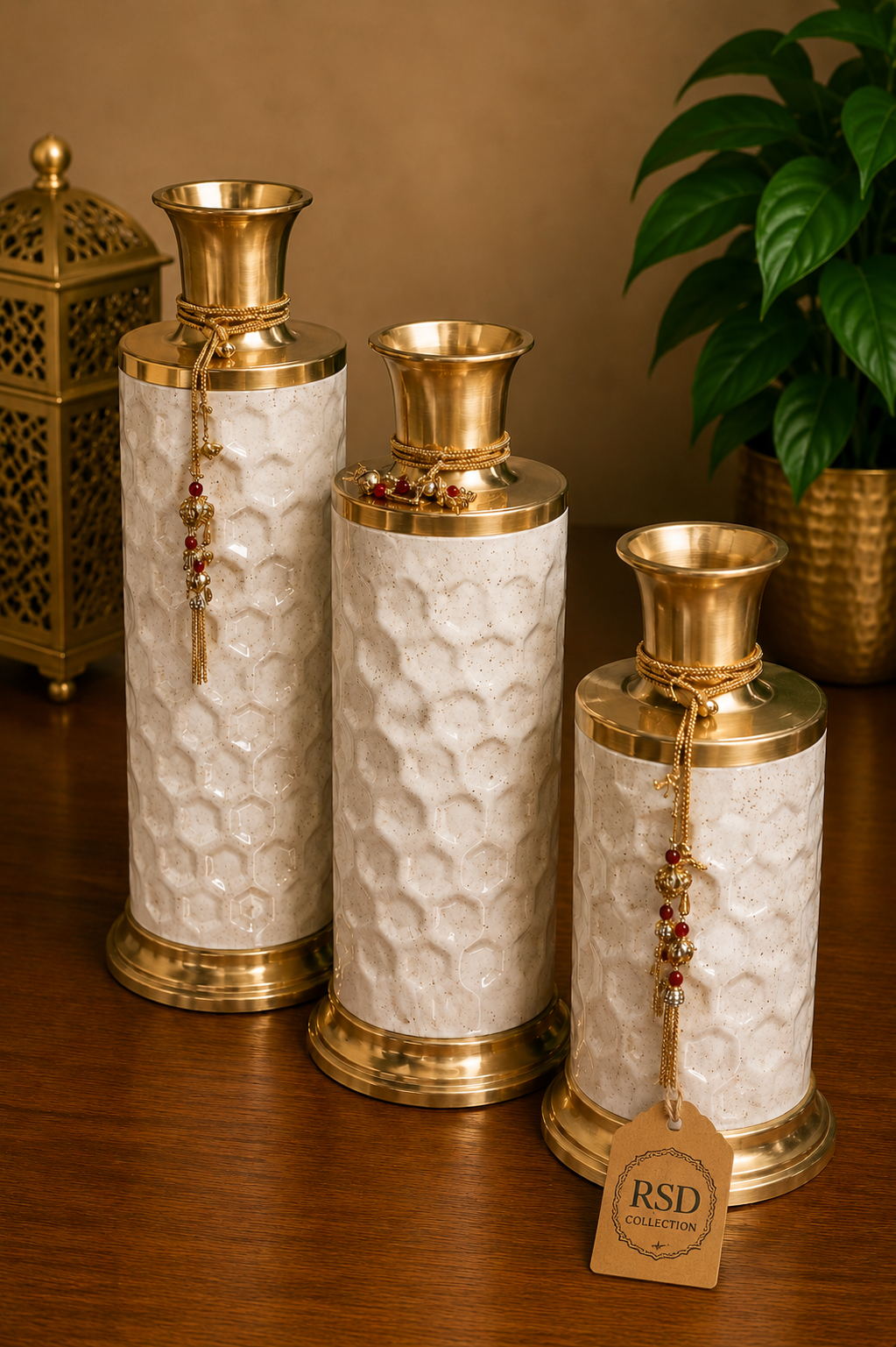 White Spotted Vase Trio decorative vase for Indian home decor